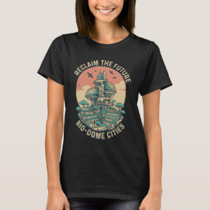 Camiseta Ilustración Vintage de Ciudad Bio-Domo de Ciencia