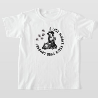 Camiseta Ilustración Vintage de Dama Bruja y Perro