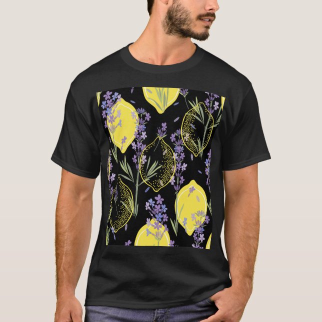 Camiseta Ilustracion Vintage de Floral Lavender Lemons (Anverso)