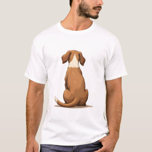 Camiseta Ilustración Vintage de Perro Vista Posterior Tan y