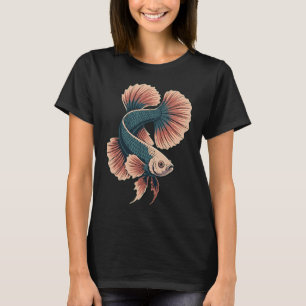 Camiseta Ilustración Vintage de Pez Betta - Arte Retro de P