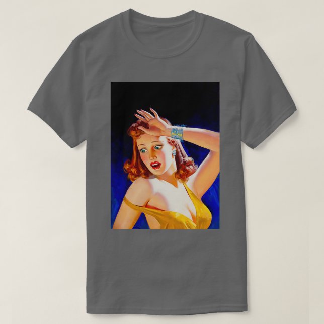 Camiseta Ilustracion Vintage Paperback Damsel (Diseño del anverso)