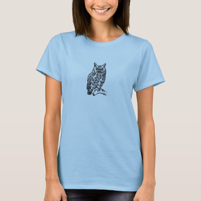 Camiseta Ilustracion Vintage Screech Owl (Line Art) (Anverso)