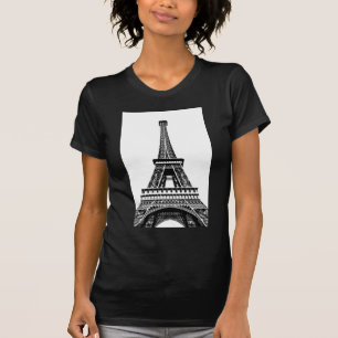 Camiseta Ilustraciones blancas negras del arte de París