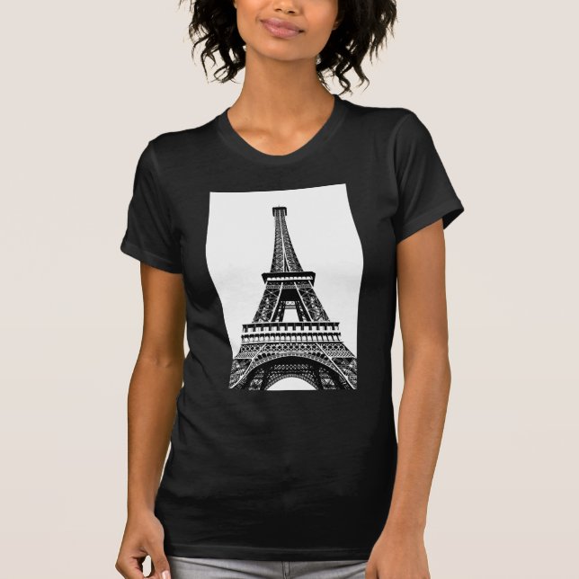 Camiseta Ilustraciones blancas negras del arte de París (Anverso)