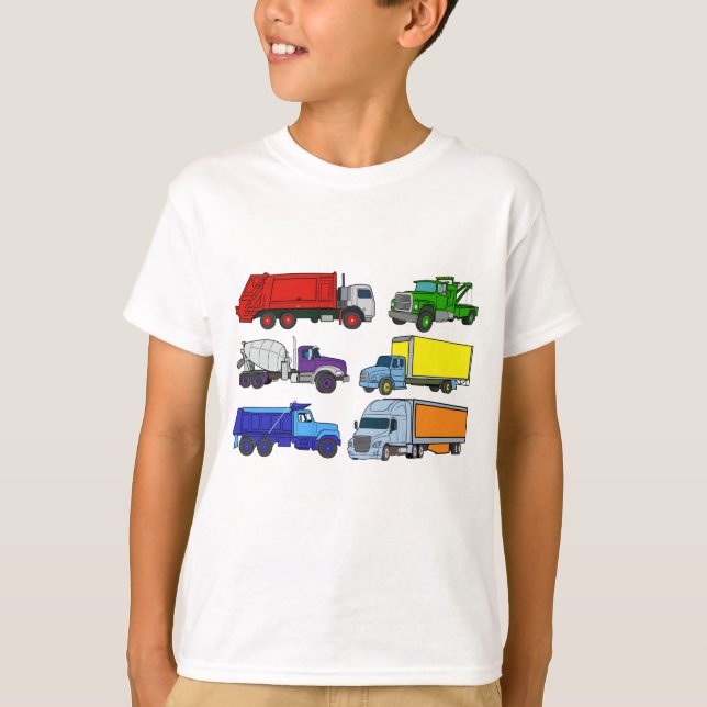 Camiseta Ilustraciones de camiones coloridos (Anverso)
