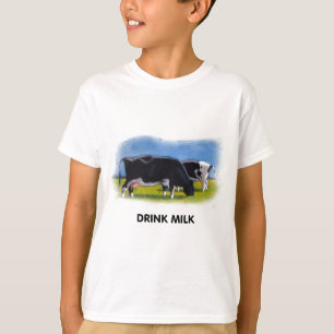 CAMISETA ILUSTRACIONES DE LAS VACAS DE LECHE DE LA BEBIDA