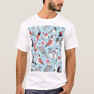 Camiseta Ilustraciones de pájaros divertidos, gráficos sin