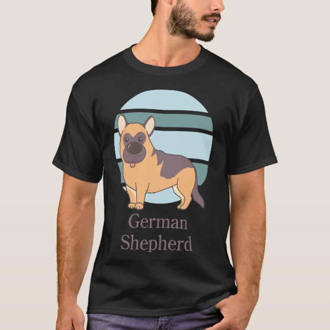 Camiseta Ilustraciones de Perros Cute Pastor Alemán (Anverso)