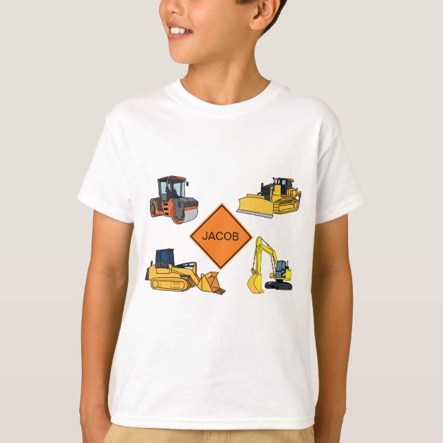 Camiseta Ilustraciones de vehículos de construcción persona (Anverso)