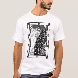 Camiseta Ilustraciones del pavo real de Nouveau del arte -