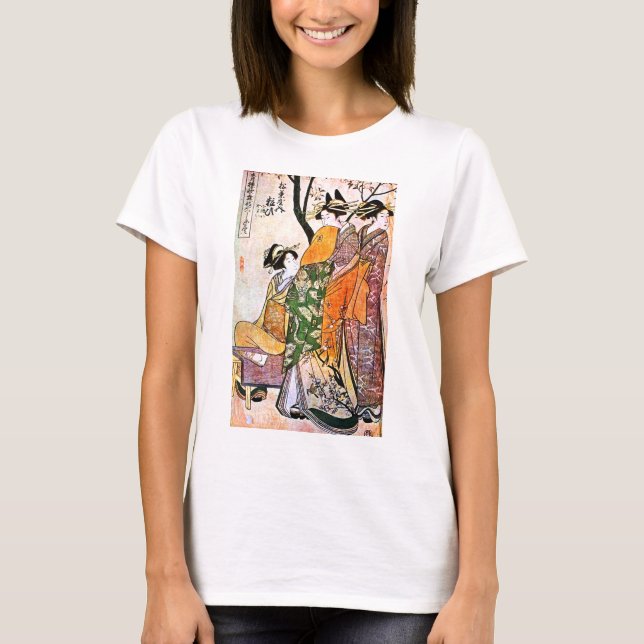 Camiseta Ilustraciones japonesas del geisha del vintage (Anverso)