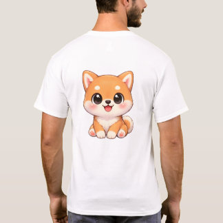 Camiseta Ilustrada de Cachorro Shiba Inu Chibi Ado