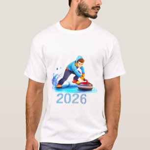 Camiseta Ilustrada de Curling Deportivo Invernal 2