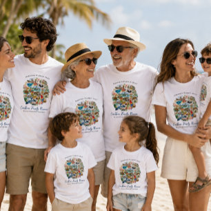 Camiseta ilustrada de reunión familiar del Caribe