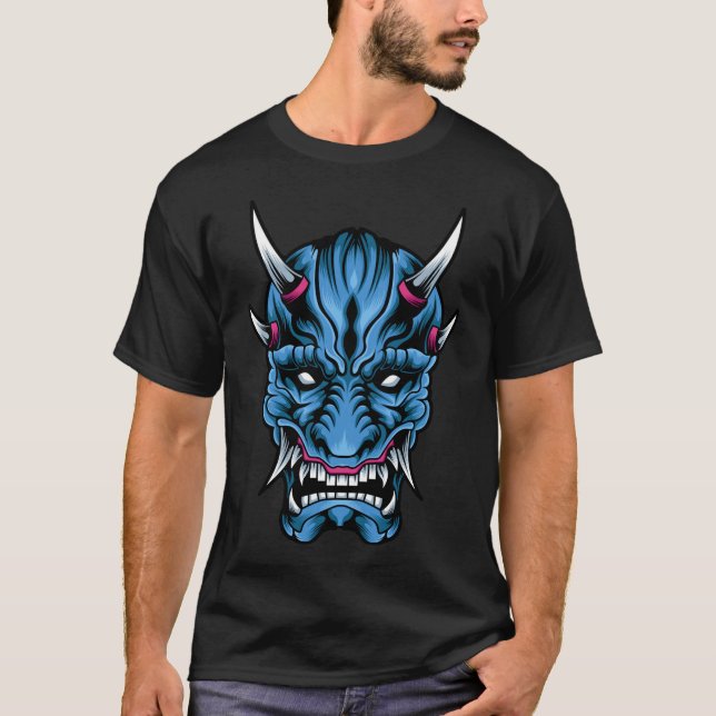 Camiseta ilustrada del demonio azul Oni (Anverso)