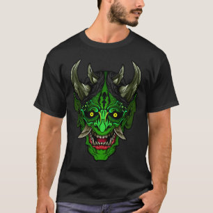 Camiseta ilustrada del demonio Oni verde