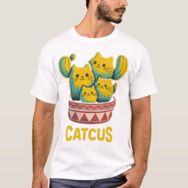 Camiseta Ilustrada Divertida con Gato Cactus Pun