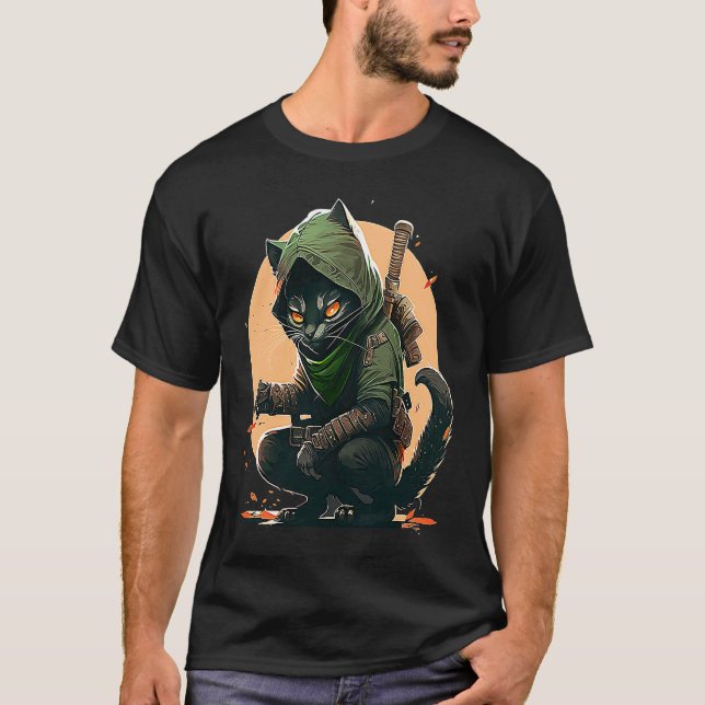 Camiseta Ilustrado de gato ninja (Anverso)