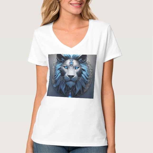Camiseta ilustrar un león geométrico (Anverso)
