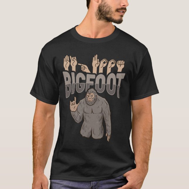 Camiseta ILY Bigfoot ASL Hand Gesture Deaf Hearing Loss Awa (Anverso)