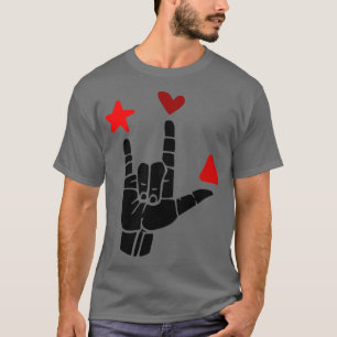 Camiseta ILY firmar formas rojas Diseño de lenguaje de Rótu
