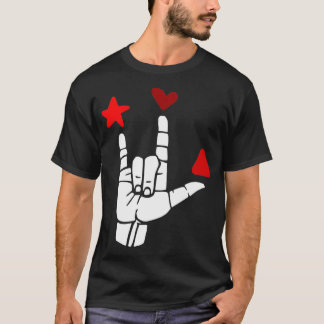 Camiseta ILY firmar formas rojas Diseño de lenguaje de Rótu