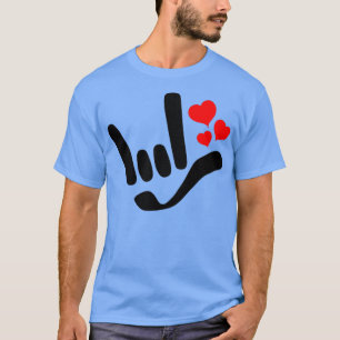 Camiseta ILY I Love You With Red Heart ASL American Rótulo 