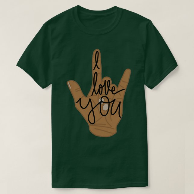 Camiseta ILY palabras con tono de piel medio (Diseño del anverso)