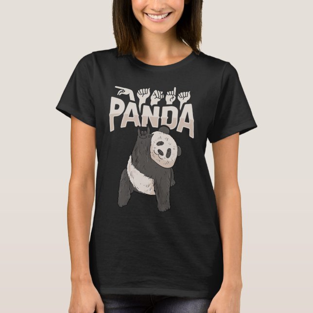 Camiseta ILY Panda ASL Hand Gesture Deaf Hearing Loss Consc (Anverso)
