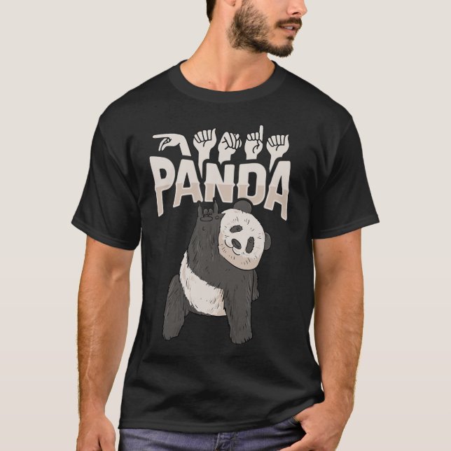 Camiseta ILY Panda ASL Hand Gesture Deaf Hearing Loss Consc (Anverso)