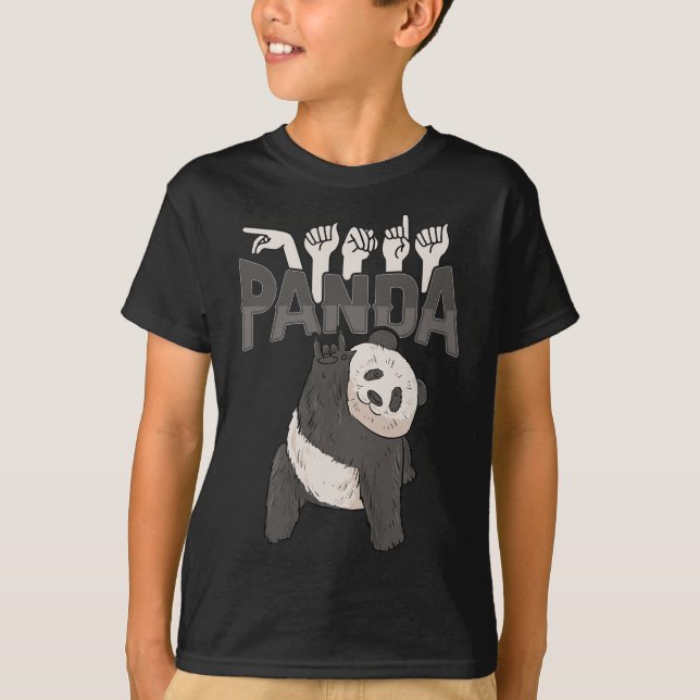 Camiseta ILY Panda ASL Hand Gesture Deaf Hearing Loss Consc (Anverso)