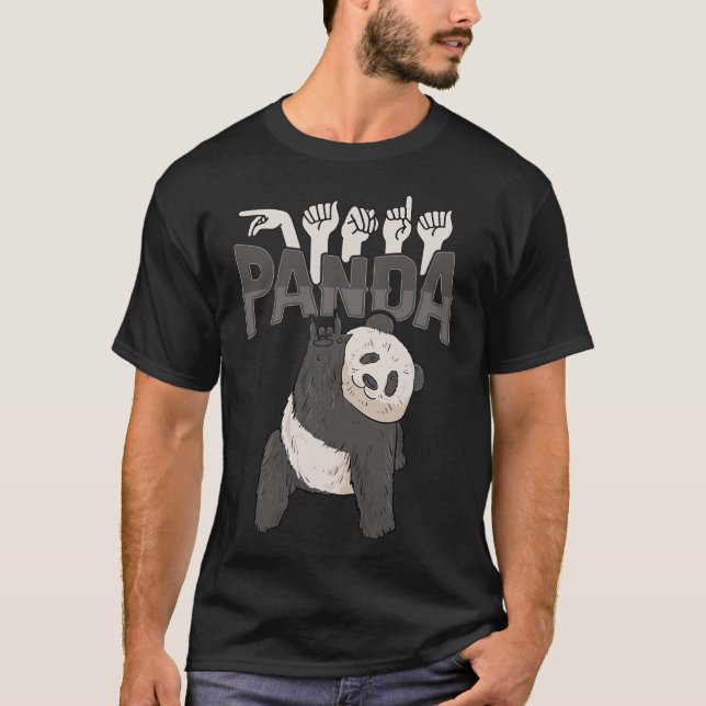 Camiseta ILY Panda ASL Hand Gesture Deaf Hearing Loss Consc (Anverso)