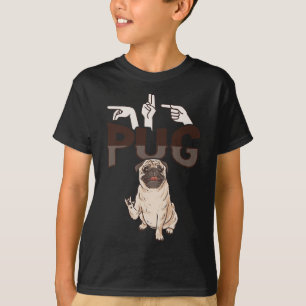 Camiseta ILY Pug ASL Hand Gesture Deaf Hearing Loss Awarene
