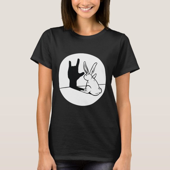 Camiseta ILY Rabbit ASL Hand Gesture Deaf Hearing Loss Awar (Anverso)