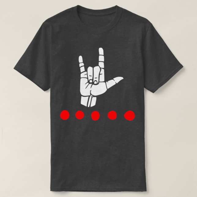 Camiseta ILY sign plus red dots ASL Sign Language Design 1 (Diseño del anverso)