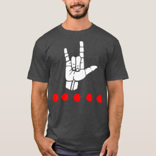 Camiseta ILY sign plus red dots ASL Sign Language Design 1