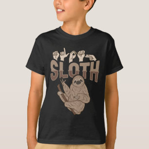 Camiseta ILY Sloth ASL Hand Gesture Deaf Hearing Loss Aware