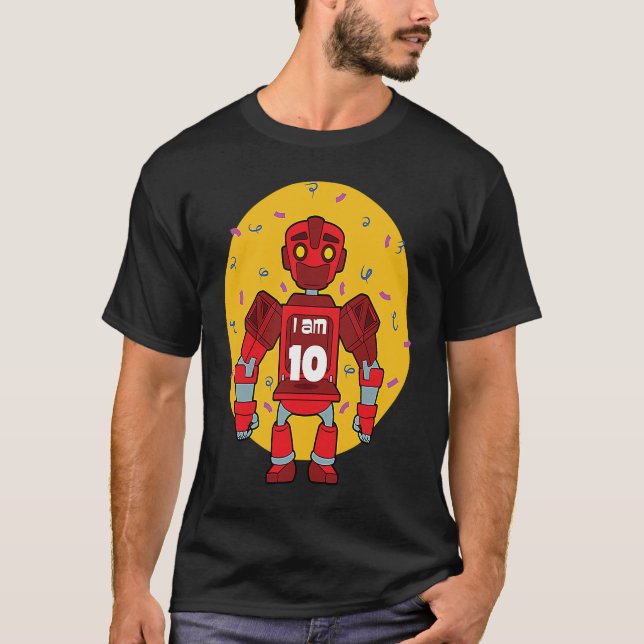Camiseta Im 10 Birthday Themed Robot (Anverso)