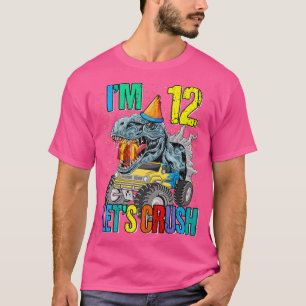 Camiseta I'm 12 Let's Crush Monster Truck Dinosaur 