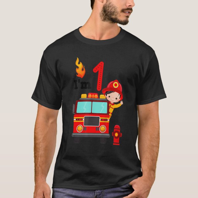 Camiseta I'm 1st Birthday Boy Fire Engine Truck Toddler Fir (Anverso)