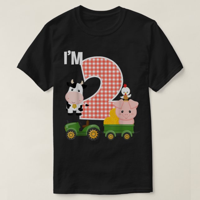 Camiseta Im 2 Granja Animales Barnyard Tractor 2º cumpleaño (Diseño del anverso)