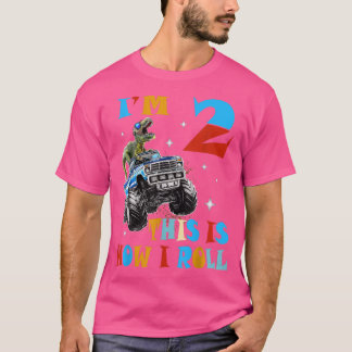 Camiseta I'm 2 This Is How I Roll Monster Truck 2nd Birthda