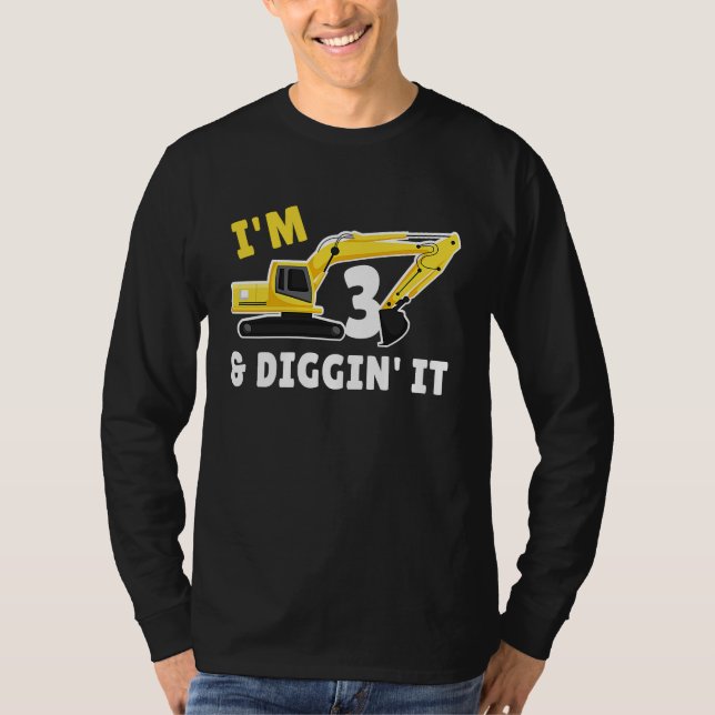 Camiseta I'm 3 And Digging It 3nd Birthday Party Constructi (Anverso)