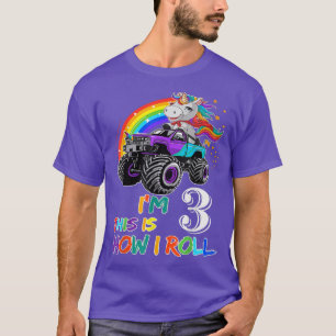 Camiseta I'm 3 This Is How I Roll Monster Truck 3rd Birthda