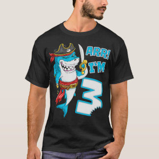 Camiseta Im 3 years Bday Shark pirate 3rd Birthday boy pira