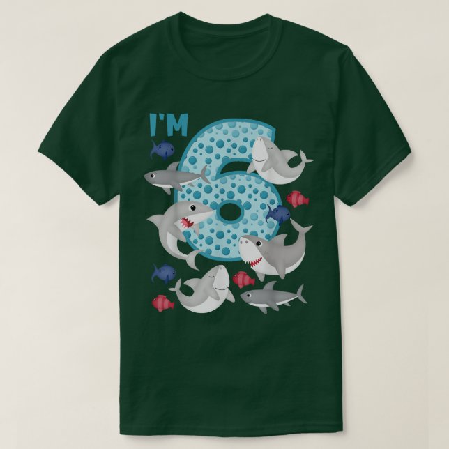 Camiseta I'm 6 6th Birthday Crew Shark Theme Family Matchin (Diseño del anverso)
