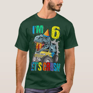 Camiseta I'm 6 Let's Crush Monster Truck Dinosaur 