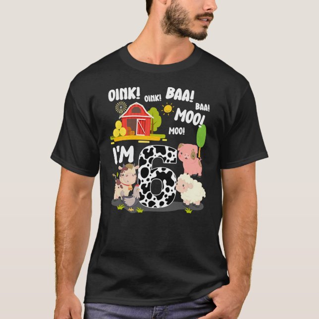 Camiseta I'm 6 Year Old Farm Animals Birthday 6th Party (Anverso)