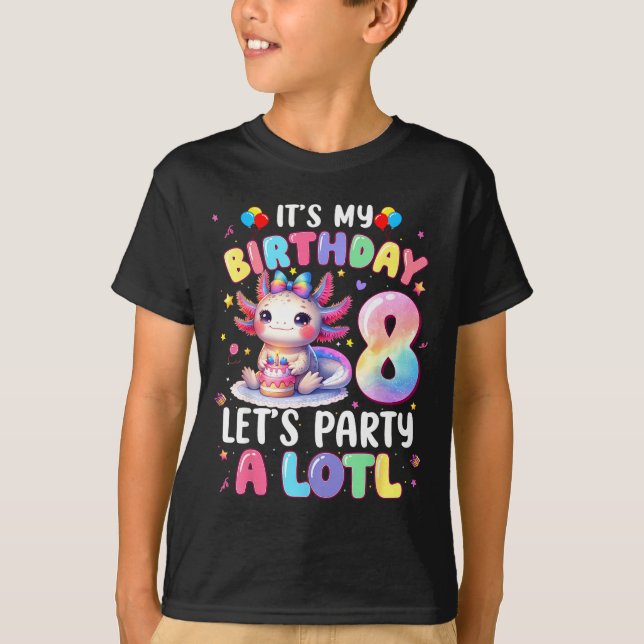 Camiseta I'm 8th Birthday Girl Cute Axolotl 8 Year Old Bday (Anverso)